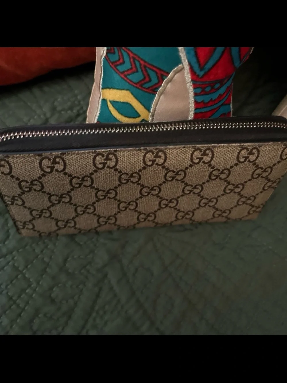 Gucci Beige GG Supreme Wallet with Red and Black Snake Motif - Picture 10 of 12